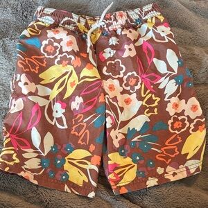 Carter's Brown Floral Kids Swim Trunks